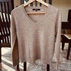 Quince cashmere V-neck sweater, Oatmeal, Small